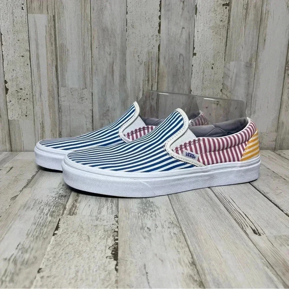 Vans Classic Slip-On Deck Club Mix Stripes Skateboarding sneakers women's 8.5 - Picture 5 of 13